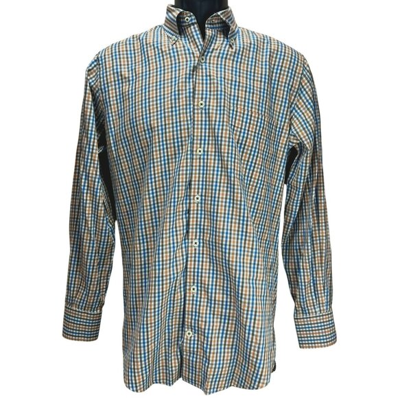 Peter Millar Mens Button-Down Check Dress Shirt Small Cotton - Picture 1 of 5